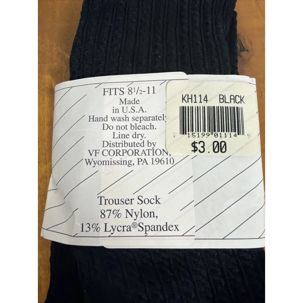 Vintage Vanity Fair‎ Black Trouser Socks USA Fits 8.5–11
